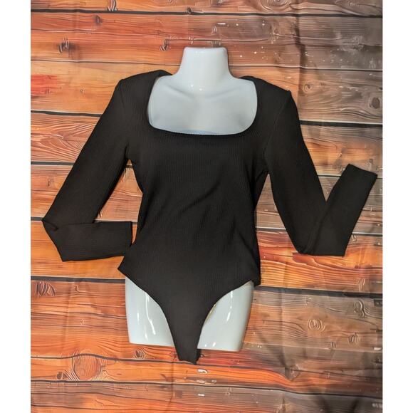 NWT CIDER Solid Square Neck Long Sleeve Bodysuit Size M - Picture 5 of 5